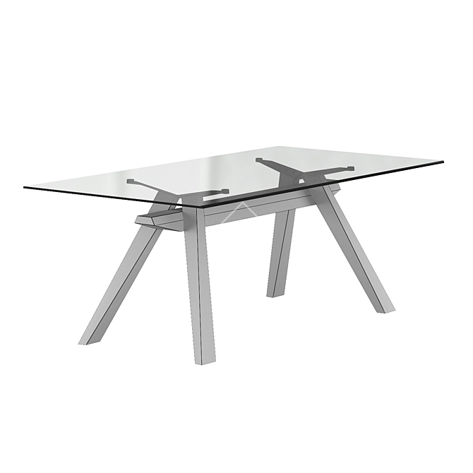 Modern Bamboo and Glass Zeus LG Table 3D model image 5