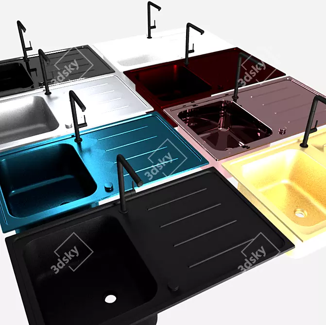 Elegant K500 Kitchen Sink 3D model image 2