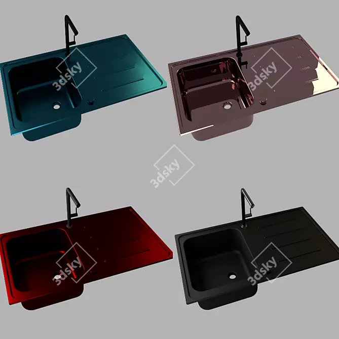 Elegant K500 Kitchen Sink 3D model image 3