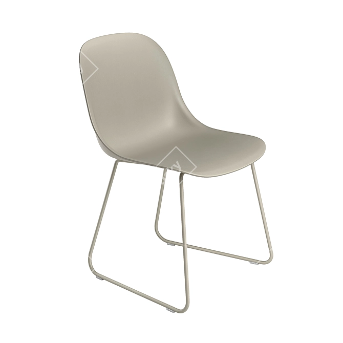 Modern Fiber Chair: Sleek Design, Sturdy Sled Base 3D model image 1