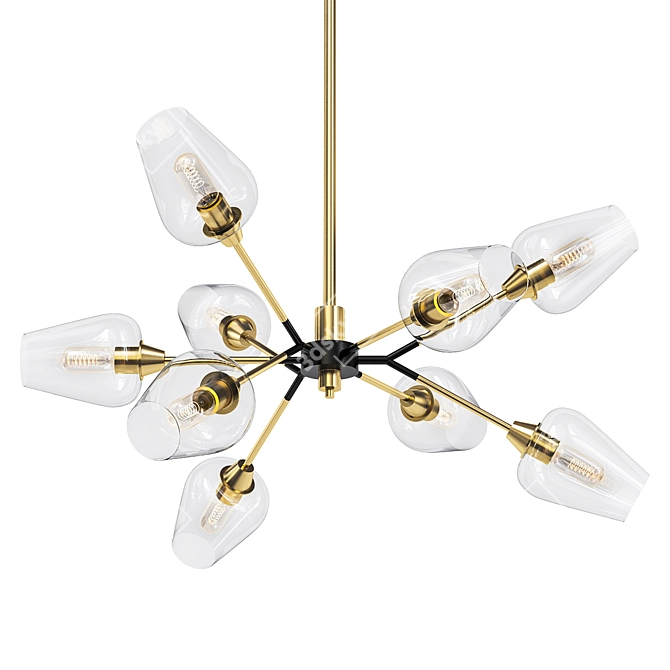 Antique Brass 9-Light Sputnik Pendant 3D model image 1