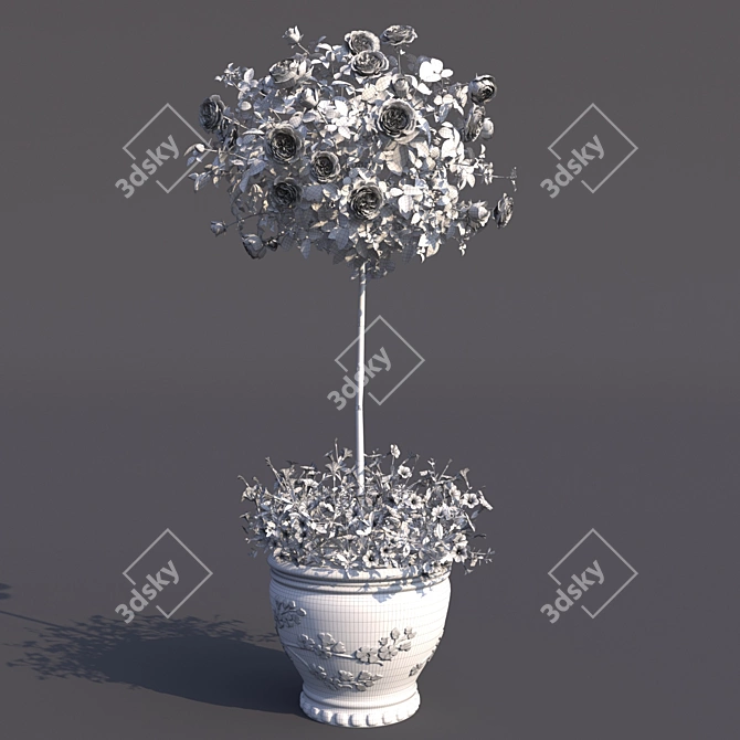 Stunning Potted Rose Bush 3D model image 5