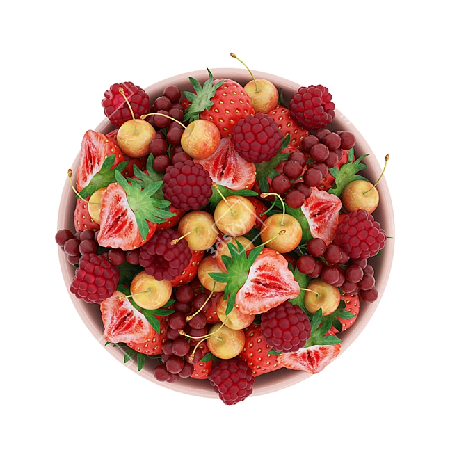 Vibrant Red Berry Bowl: Realistic 3D Model 3D model image 9