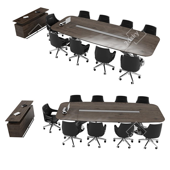 Elegant Meeting Table Set 3D model image 1