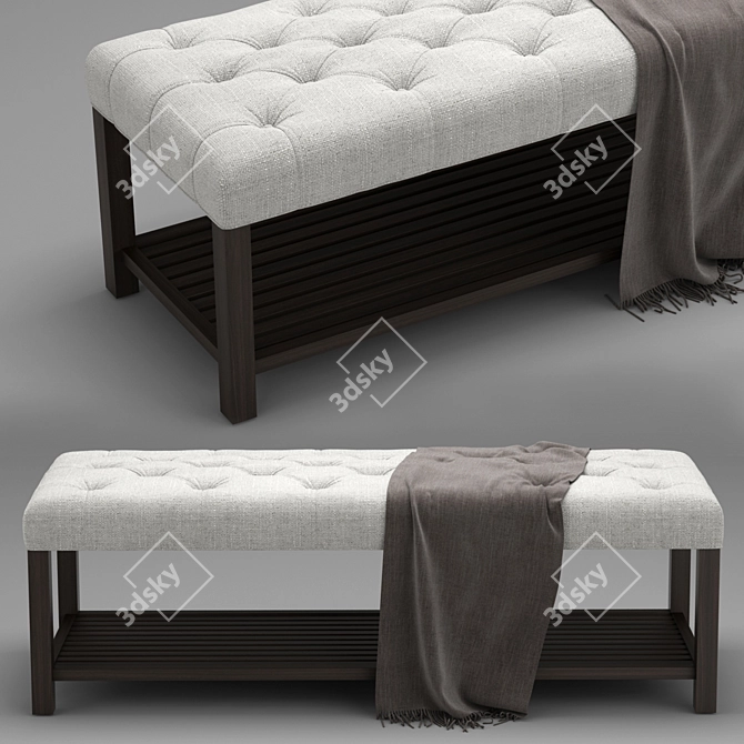 Cozy Chambers Tufted Bench 3D model image 1