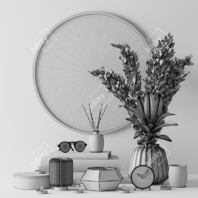 Modern Pampas Grass Decor Set 3D model image 4