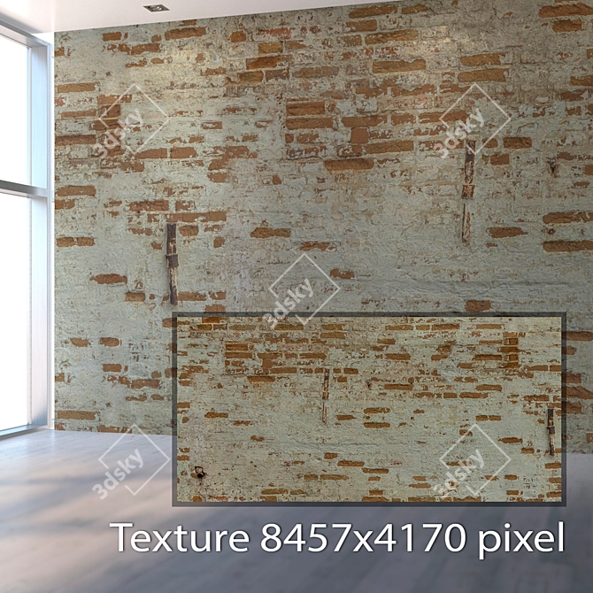 Seamless Old Brick Wall Texture 3D model image 2