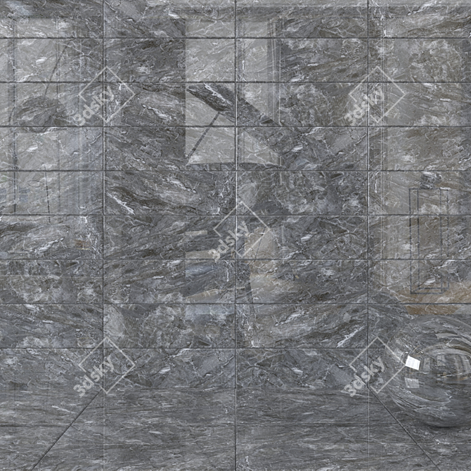 Bergama Anthracite Wall Tiles - Stylish and Modern 3D model image 1