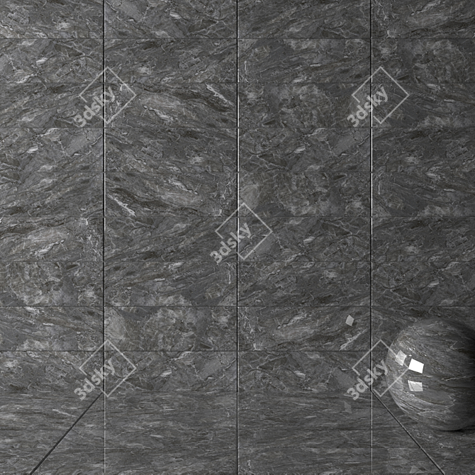 Bergama Anthracite Wall Tiles - Stylish and Modern 3D model image 2