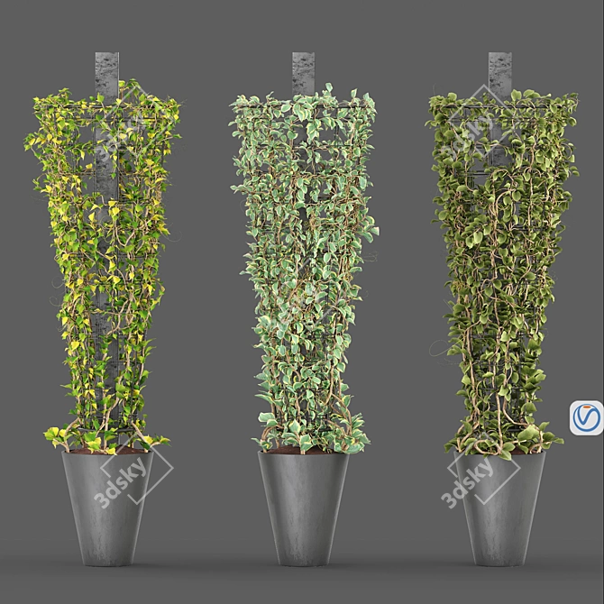 Metal Column with Creeping Plant 3D model image 1