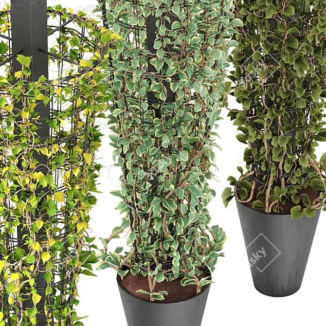 Metal Column with Creeping Plant 3D model image 3