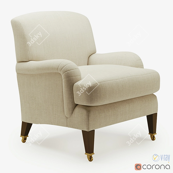 Elegant Rosewater Armchair: 3D Model 3D model image 1
