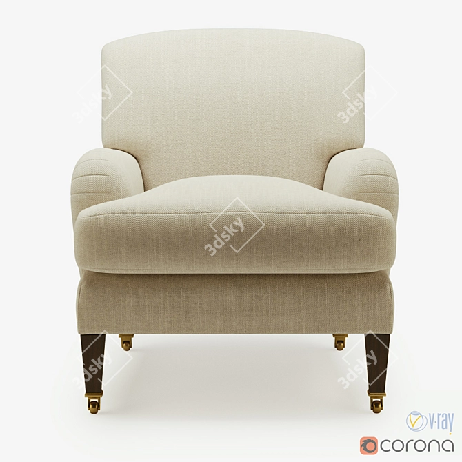 Elegant Rosewater Armchair: 3D Model 3D model image 2