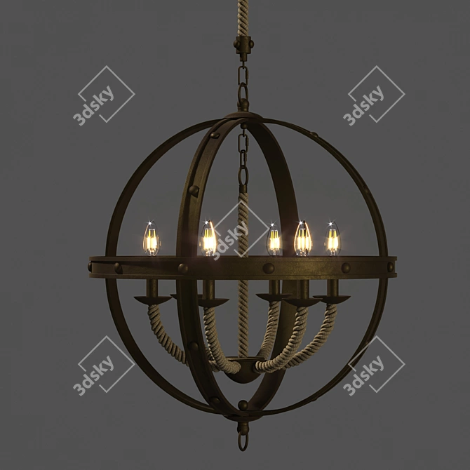 Metal Wire Chandelier: 80cm Height, 74cm Width & Depth 3D model image 3