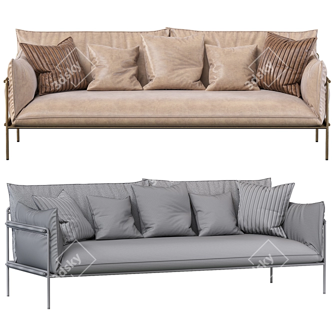 Kaba 2-Seater: Sleek Outdoor Sofa 3D model image 5