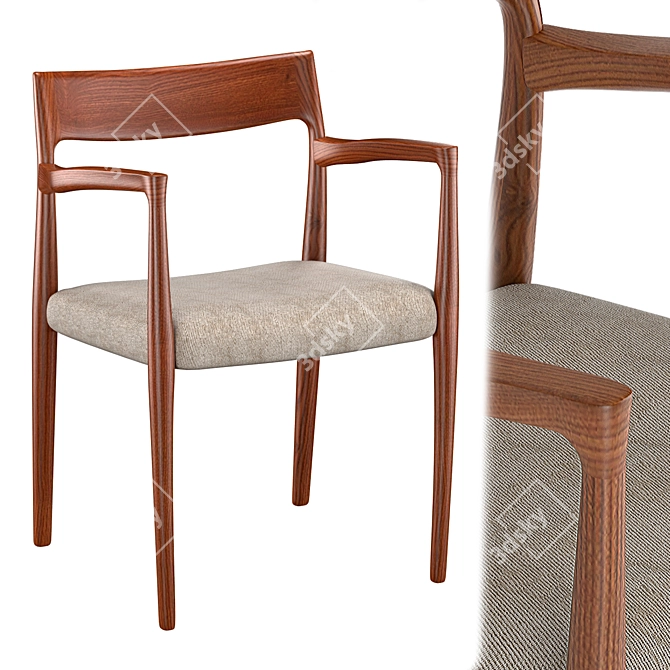 Danish Moller Model 57 Armchair 3D model image 1