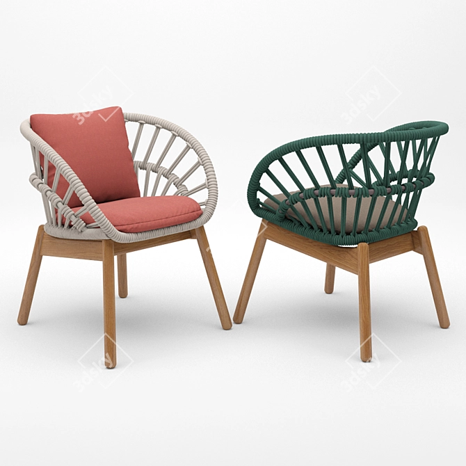 Kettal Cala Teak Wood Dining Set 3D model image 3