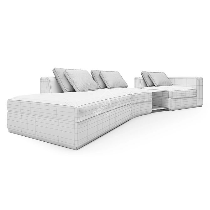 OM RENE 4: Exquisite Wooden Sofa 3D model image 2