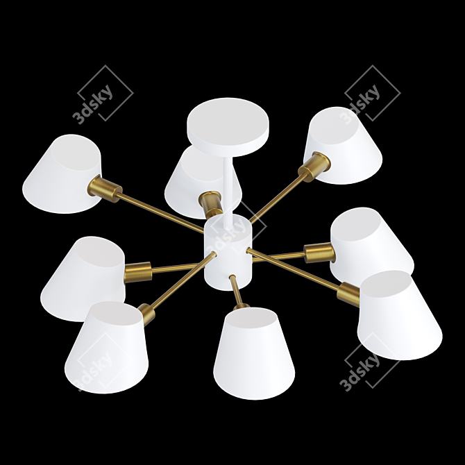 Elegant Metal Shade Chandelier 3D model image 2