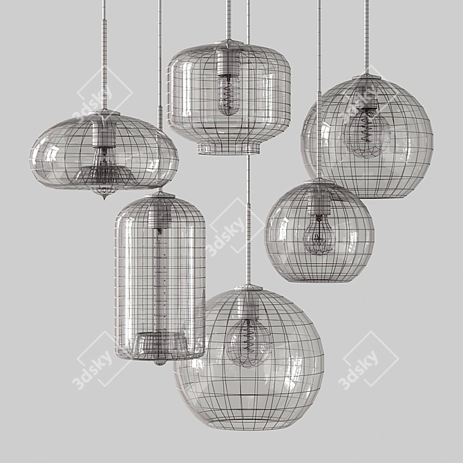 Modern Amber Pendant Lamps 3D model image 4