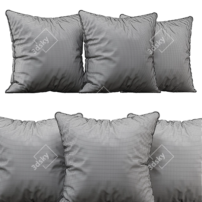 Luxury Velvet & Gold Pillows 3D model image 2