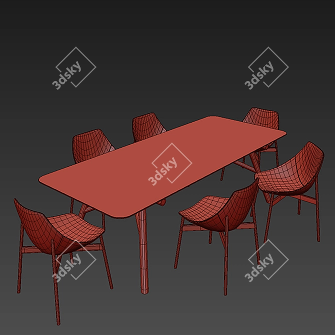 Pianca Maestro Table & Gamma Chair: Modern Elegance for your Space 3D model image 3