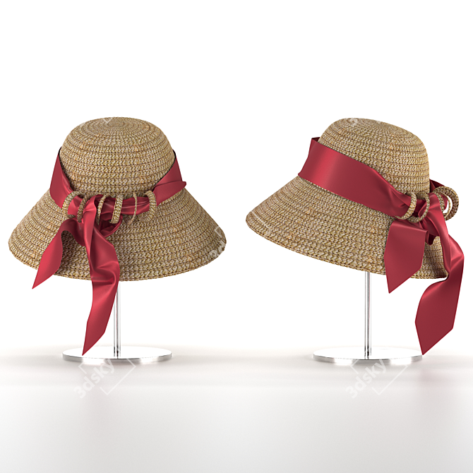 Chic Straw Hat for Stylish Summer Fashion 3D model image 1