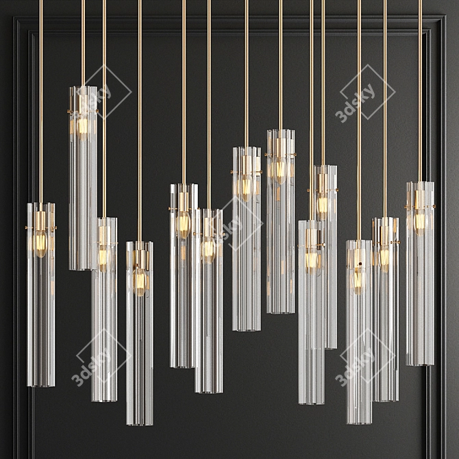 Elegant Sparkling Glass Pendant 3D model image 1