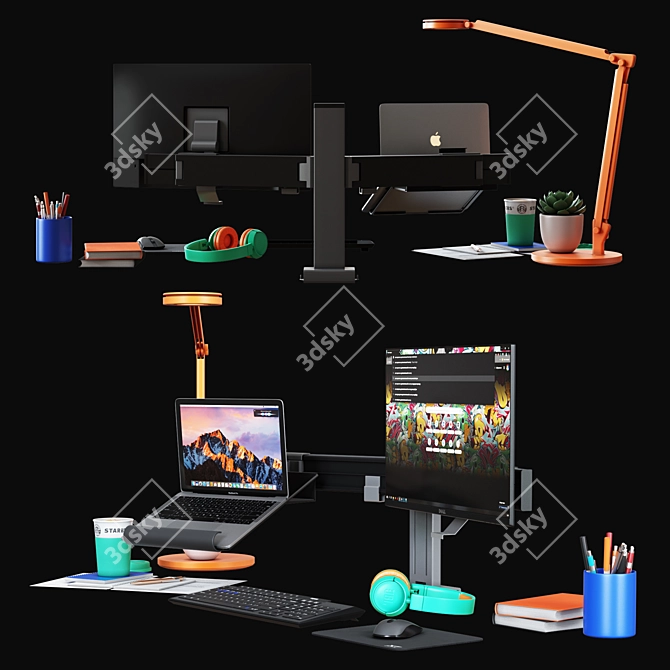 Designer Desktop Set 3D model image 3