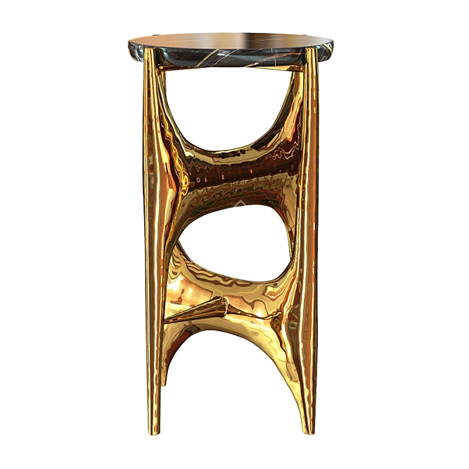 Elegant Pedestal Table with Brass and Gold accents 3D model image 3