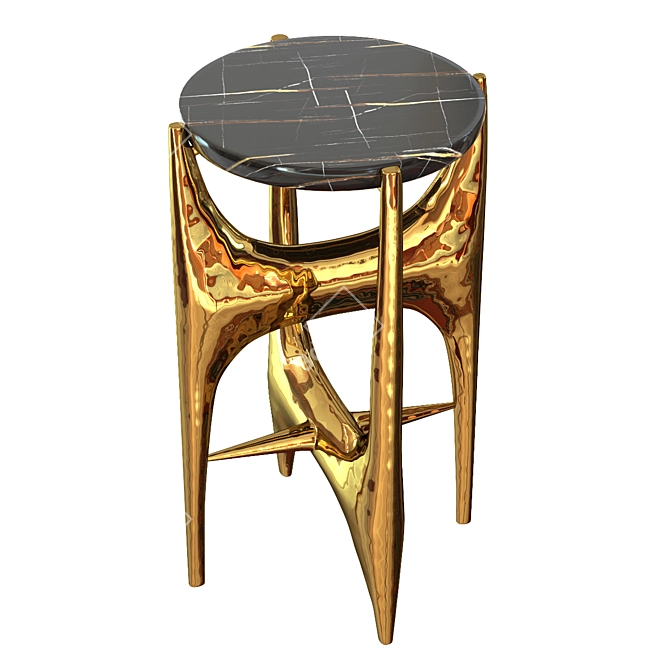 Elegant Pedestal Table with Brass and Gold accents 3D model image 4