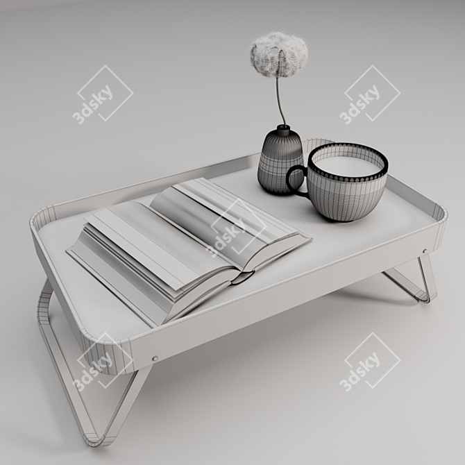 ZARA HOME Folding Breakfast Tray with Decor 3D model image 3