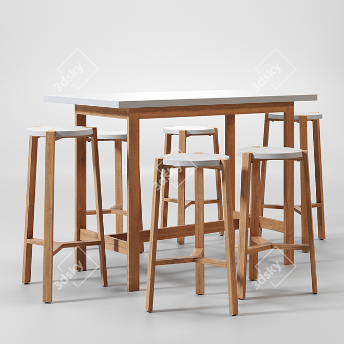 Happy Bar Stool Set - A2 Design 3D model image 3