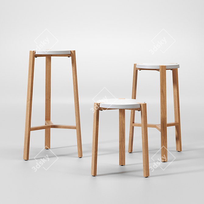 Happy Bar Stool Set - A2 Design 3D model image 4