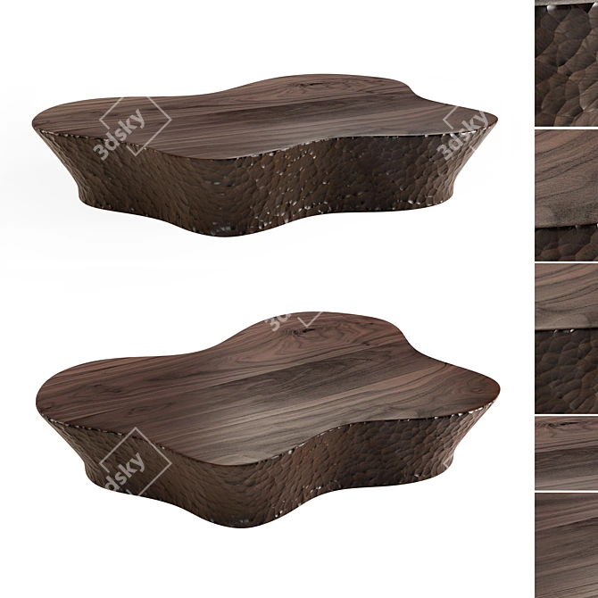 SSU 02 Coffee Table: Hammered Wood & Sleek Design 3D model image 1