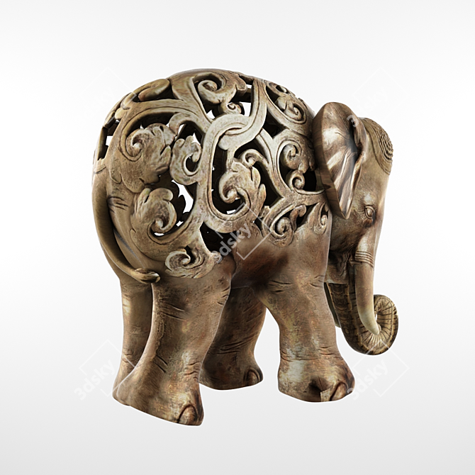 Royal Elephant Figurine 3D model image 2