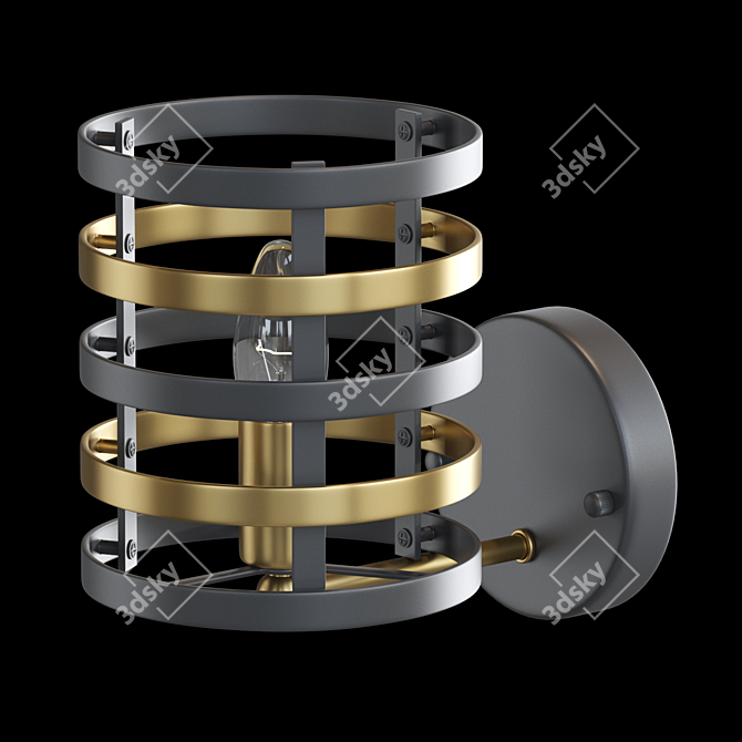Modern Metal Ring Wall Lamp 3D model image 2