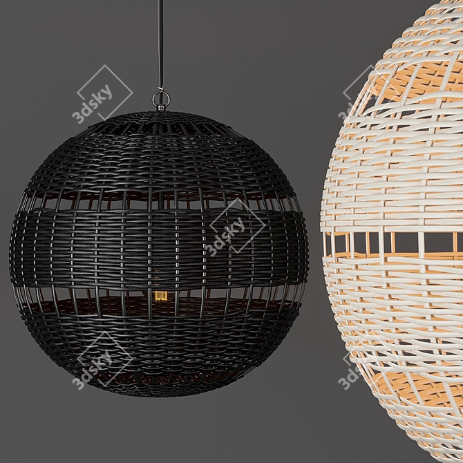 Montauk Rattan Pendant - Stylish and Versatile Lighting 3D model image 1