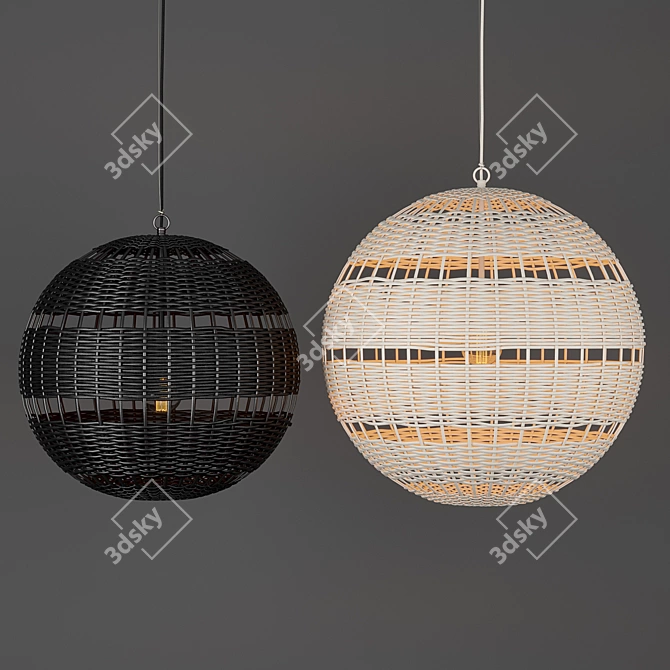 Montauk Rattan Pendant - Stylish and Versatile Lighting 3D model image 2