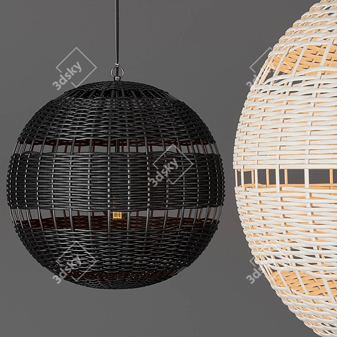 Montauk Rattan Pendant - Stylish and Versatile Lighting 3D model image 6