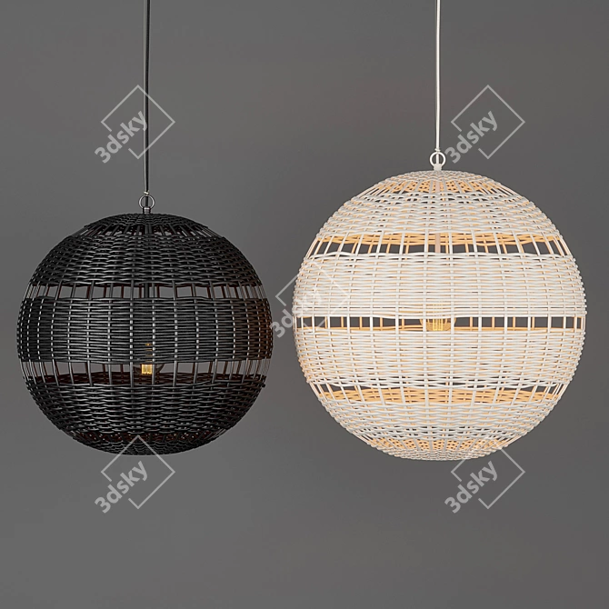 Montauk Rattan Pendant - Stylish and Versatile Lighting 3D model image 7