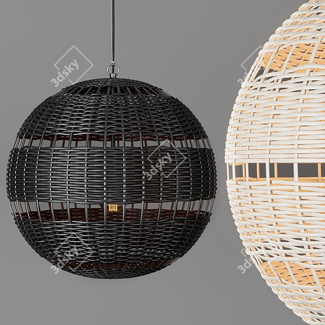 Montauk Rattan Pendant - Stylish and Versatile Lighting 3D model image 12
