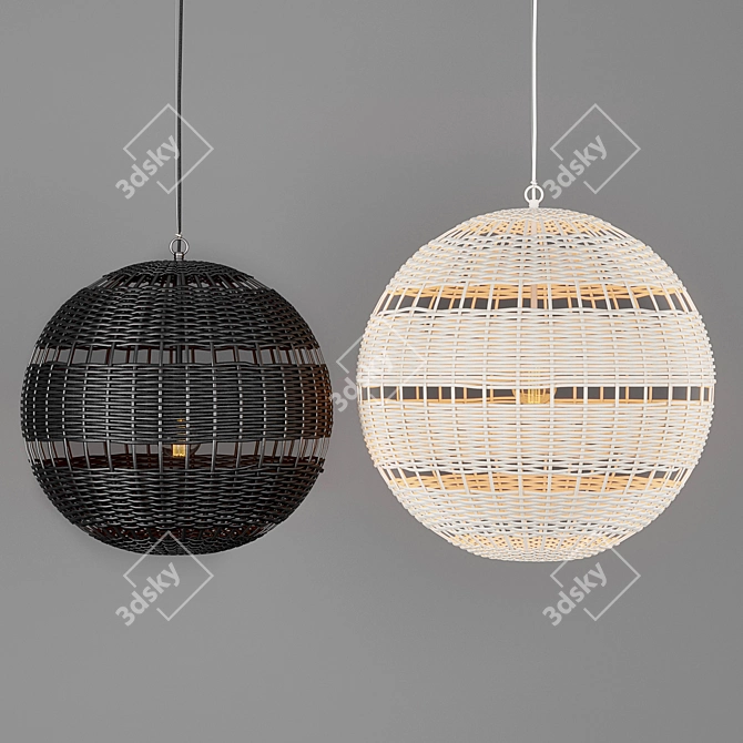Montauk Rattan Pendant - Stylish and Versatile Lighting 3D model image 13
