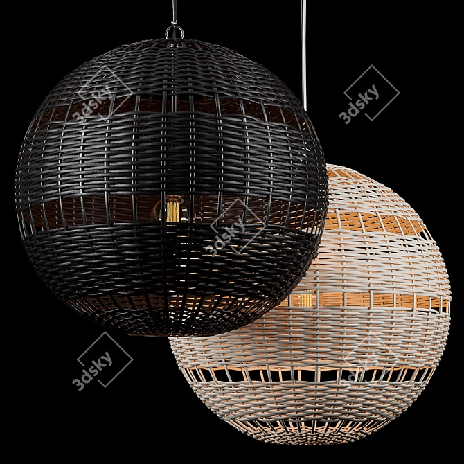 Montauk Rattan Pendant - Stylish and Versatile Lighting 3D model image 17