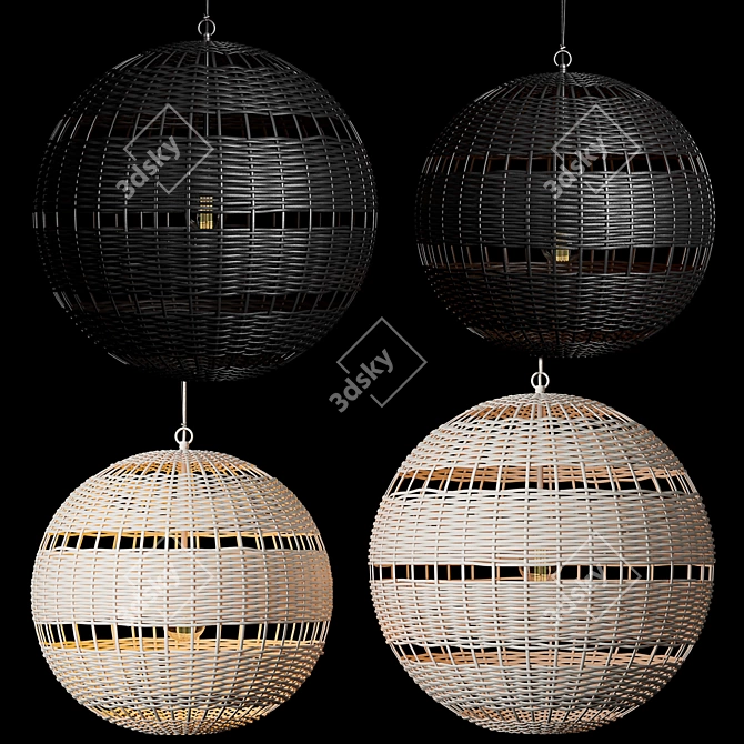 Montauk Rattan Pendant - Stylish and Versatile Lighting 3D model image 23