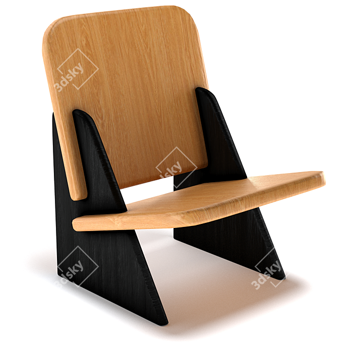 Sleek Black Oak Dolmena Chair 3D model image 1