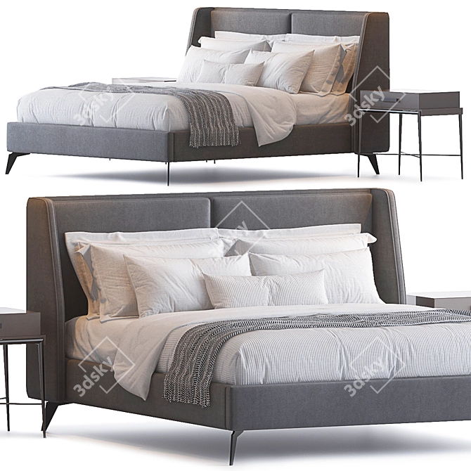 Enzo Bed and Langham Side Table 3D model image 1