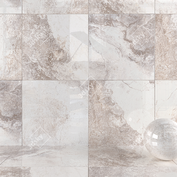 Elegant Ivory Marble Wall Tiles 3D model image 1