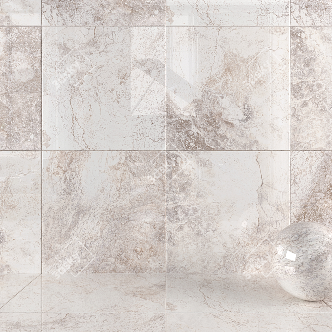 Bizantino Ivory Marble Wall Tiles Set 3D model image 1