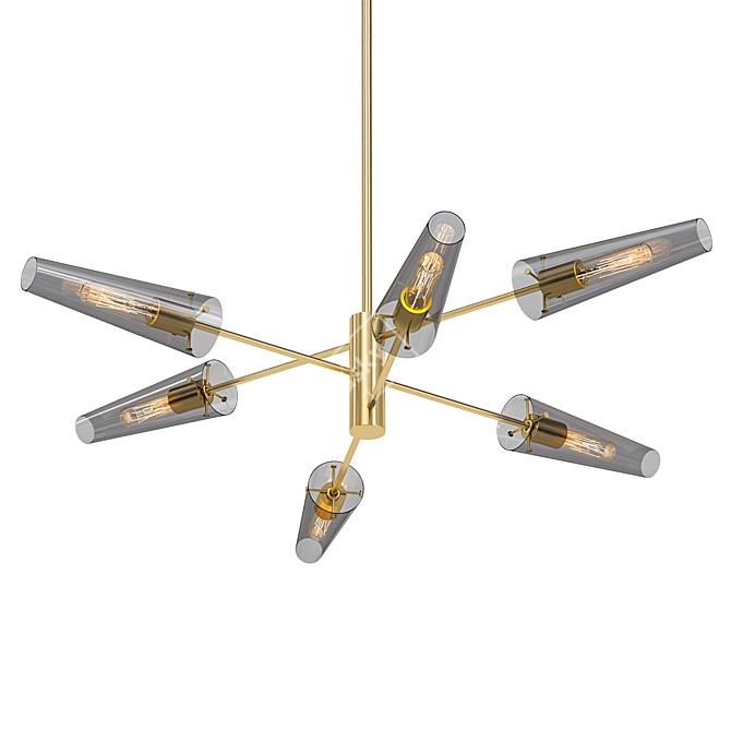 Sleek Brass Cone Pendant with Multiple Glass Shades 3D model image 1